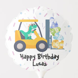 Cute dinosaur Construction Truck boy B2S Birthday Balloon
