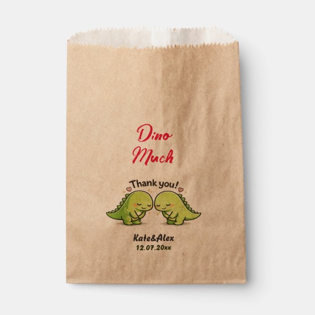 Cute Dinosaur Couple Wedding Thank You Favor Bag (Front)