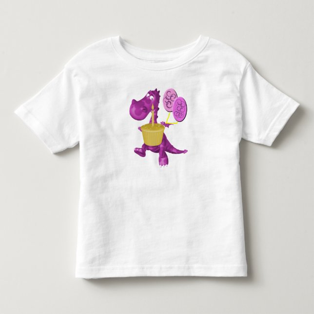 Cute Dinosaur Cupcake And Balloons Toddler T-shirt (Front)
