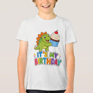 Cute Dinosaur Cupcake It's My Birthday Kids T-Shir Tri-Blend Shirt