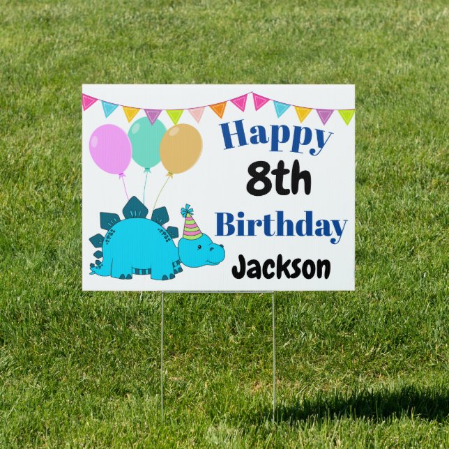 Cute Dinosaur | Custom Happy Birthday Yard Sign (Insitu)