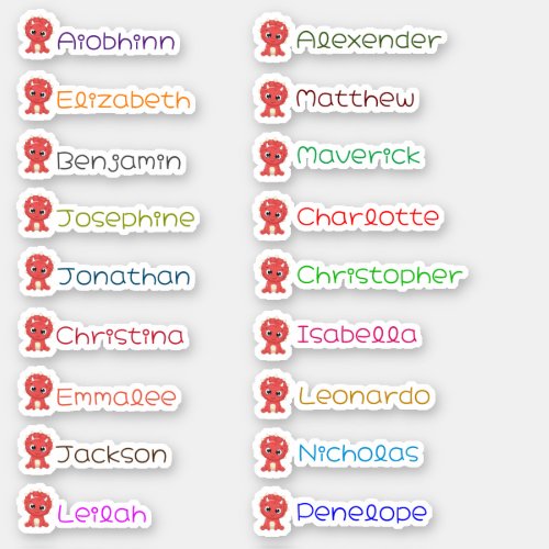Cute Dinosaur Custom Multiple Names Stickers