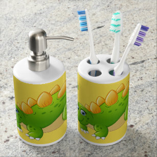 Dinosaur Bath Accessory Sets Zazzle Cute Dinosaur Custom Name Color Bathroom Set
