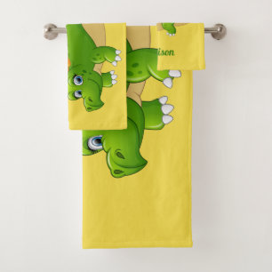 Cute Dinosaur custom name & color towel set