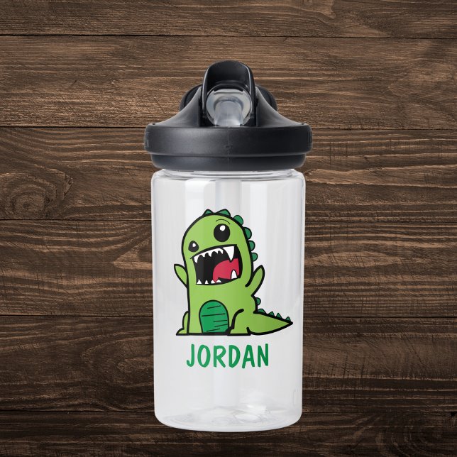 Cute Dinosaur Custom Name Water Bottle (Creator Uploaded)