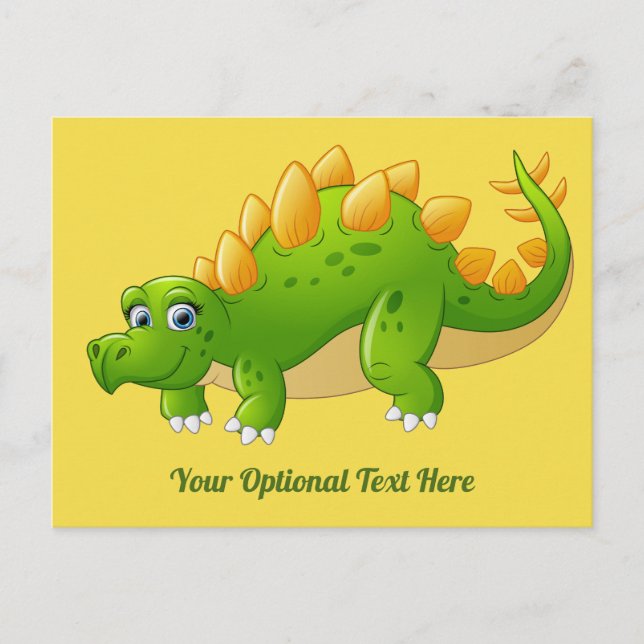 Cute Dinosaur custom text & color postcard (Front)