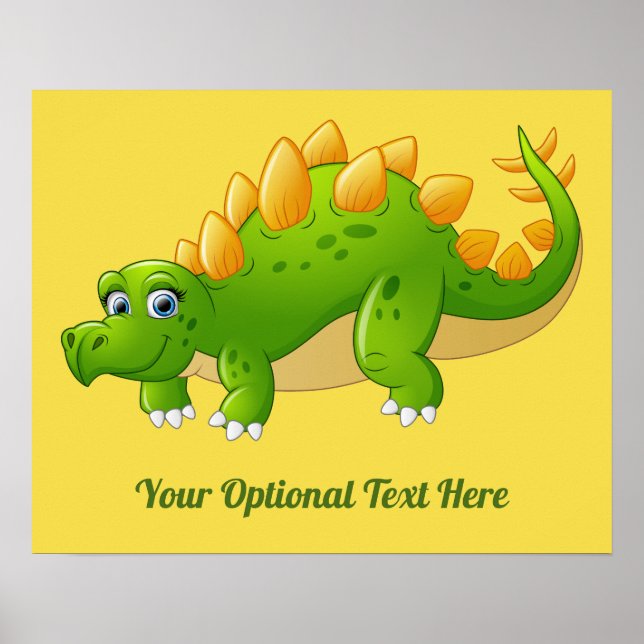 Cute Dinosaur custom text & color poster (Front)