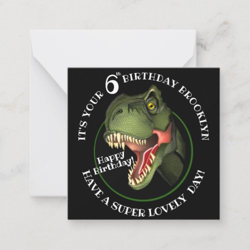 Cute Dinosaur Customized Kids Age Birthday Note Card