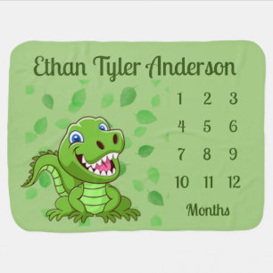 Cute Dinosaur Design Monthly Milestone Blanket