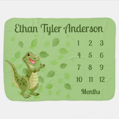 Cute Dinosaur Design Monthly Milestone Blanket