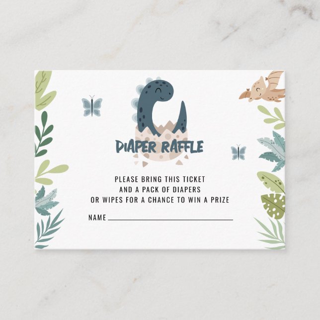Cute Dinosaur  Diaper Raffle Enclosure Card (Front)