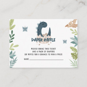 Cute Dinosaur  Diaper Raffle Enclosure Card