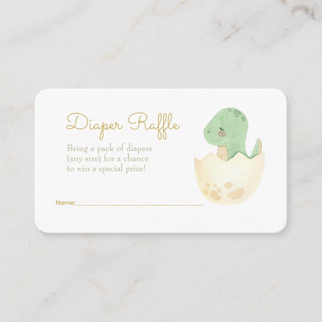 Cute Dinosaur Diaper Raffle Enclosure Card (Front)