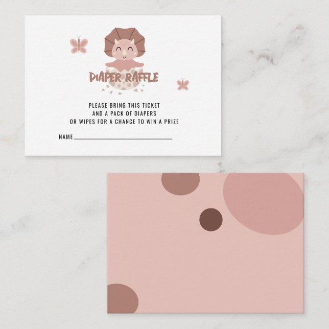 Cute Dinosaur  Diaper Raffle  Enclosure Card (Front/Back)