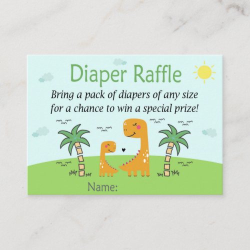 Cute Dinosaur Diaper Raffle Tickets