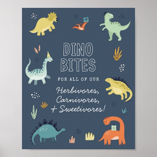 Cute Dinosaur Dino Bites Food Table Sign