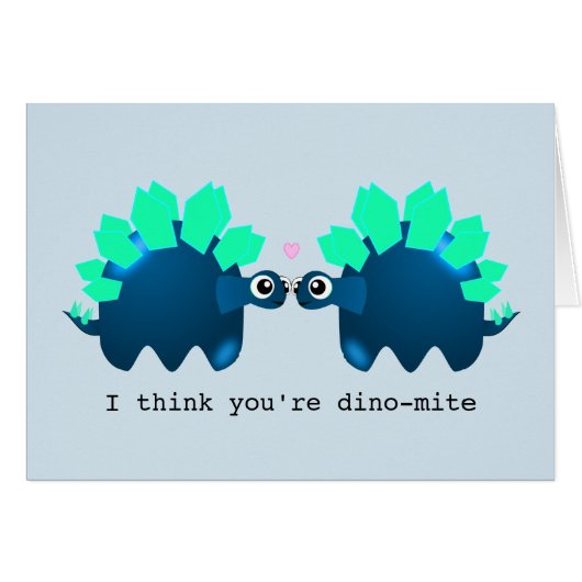 Cute Dinosaur 'dino-mite' anniversary card (Front Horizontal)