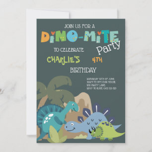 Cute Dinosaur Dino-Mite Invitation