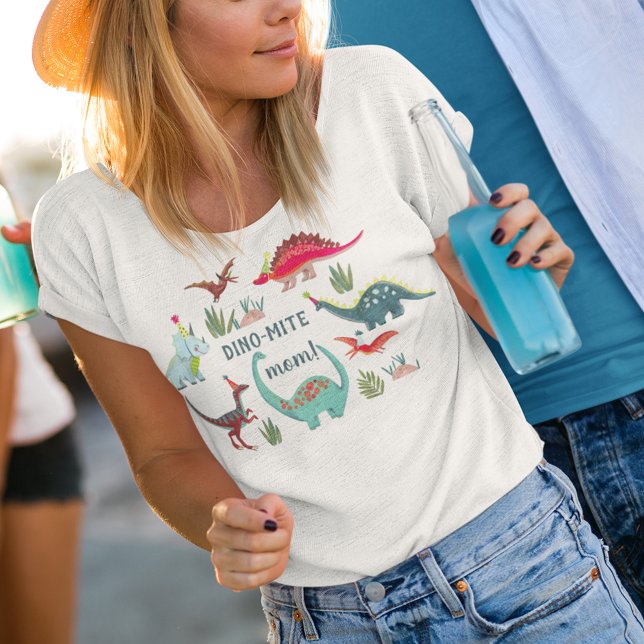Cute dinosaur dino-mite mom birthday party T-Shirt (Cute dinosaur dino-mite mom birthday party T-Shirt)