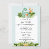 Cute Dinosaur Dino Mommy Foliage Baby Boy Shower I Invitation (Front)