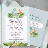 Cute Dinosaur Dino Mommy Foliage Baby Boy Shower I