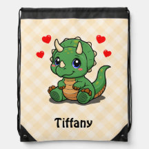 Cute Dinosaur Drawstring Bag – Add Name
