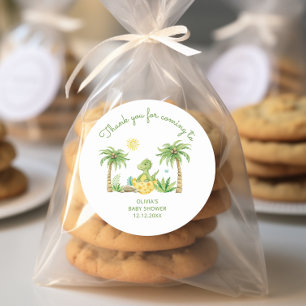 Cute Dinosaur Egg Watercolor Baby Shower Classic Round Sticker