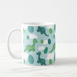 Cute dinosaur eggs blue green pattern  coffee mug
