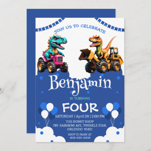 Cute dinosaur Excavator tractor balloon Birthday