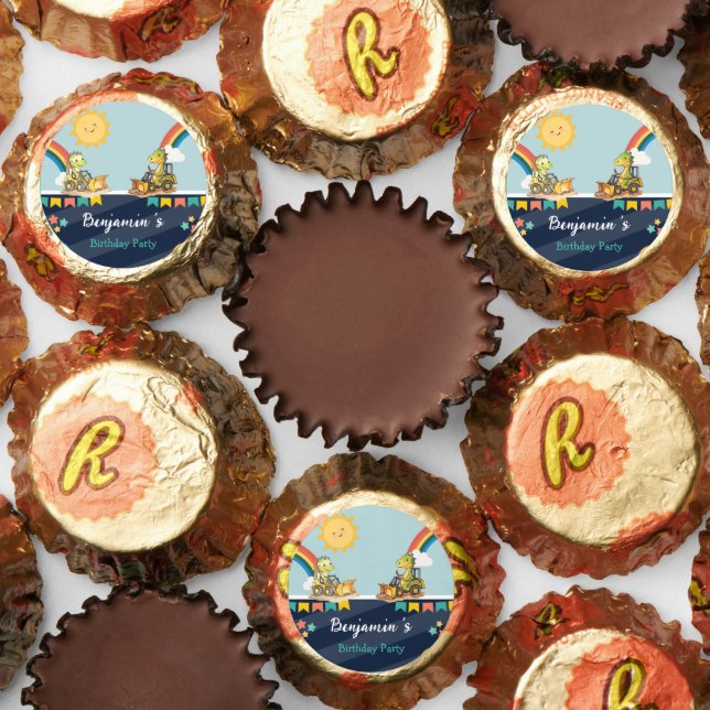 Cute dinosaur Excavator tractor rainbow Birthday  Reese's Peanut Butter Cups (Assorted)