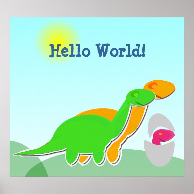 Cute Dinosaur Family little Pink Dino Egg Poster (Front)