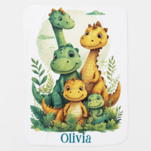 Cute Dinosaur Family Personalized Kids Baby Blanket