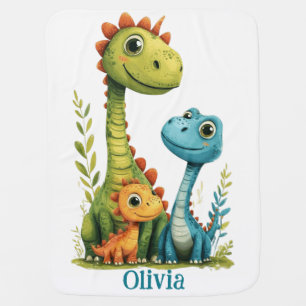 Cute Dinosaur Family Personalized Kids Baby Blanket