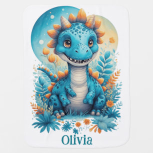 Cute Dinosaur Family Personalized Kids Baby Blanket