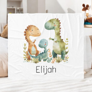 Cute Dinosaur Family Personalized Kids Fleece Blanket