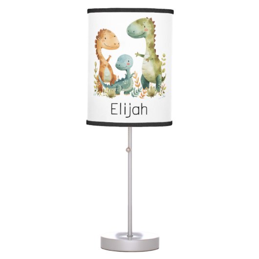 Cute Dinosaur Family Personalized Kids Table Lamp (Front)