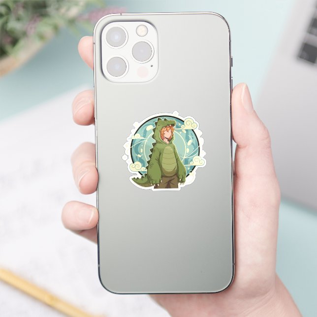 Cute Dinosaur Fantasy Boy Art Piece Sticker (Phone)