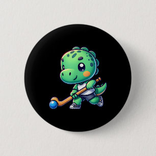 Cute Dinosaur Field Hockey Team Player  Button