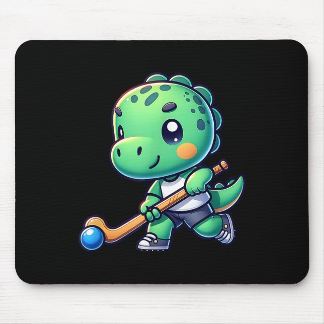 Cute Dinosaur Field Hockey Team Player  Mouse Pad (Front)