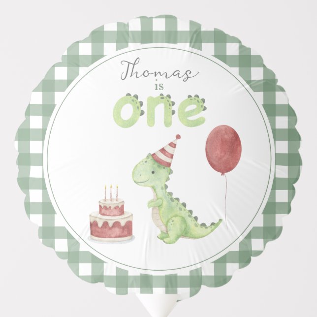 Cute Dinosaur First Birthday Balloon (Front)