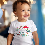 Cute Dinosaur First One Boy Birthday Party Baby T-shirt at Zazzle