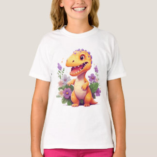 Cute Dinosaur Floral T-Shirt – Adorable Dino Lover