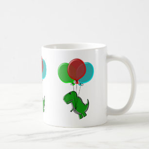 Cute Dinosaur Flying With Balloons Coffee Mug