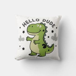 Cute Dinosaur for أطفال Kids | Hello Dude Throw Pillow