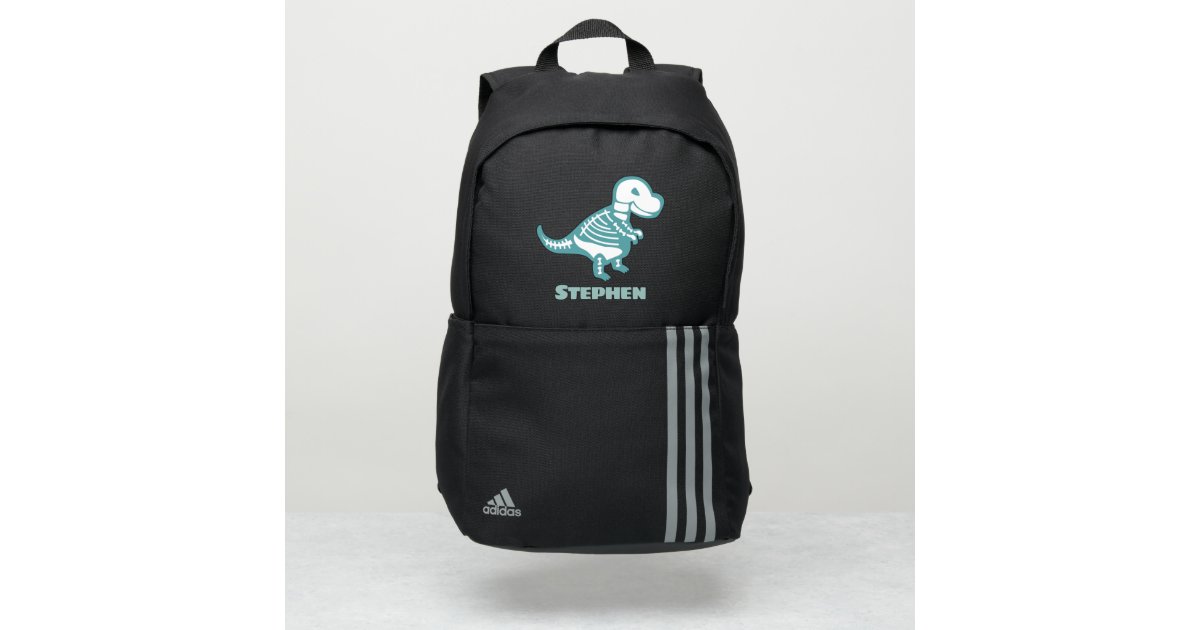 Cute dinosaur fossil t-rex skeleton with name adidas backpack | Zazzle