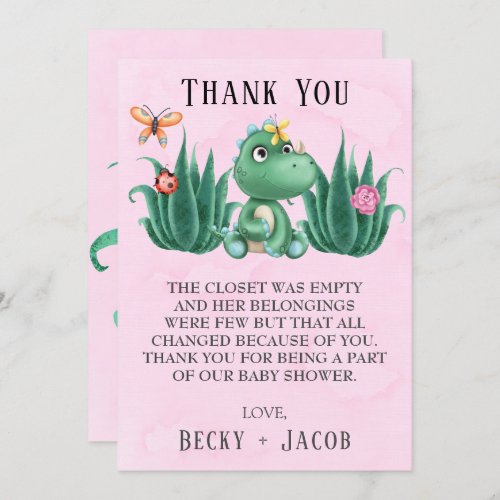 Cute Dinosaur Friends Baby Shower Thank You Card