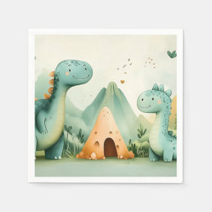 Cute Dinosaur Friends in a Prehistoric Paradise Napkins