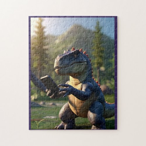Cute Dinosaur Funny Gamer Jigsaw Puzzle