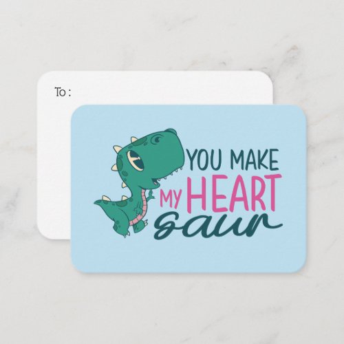 Cute Dinosaur Funny Kids Classroom Valentines Day Note Card