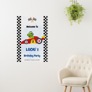 Cute Dinosaur game Birthday red race car boy kids Foam Board